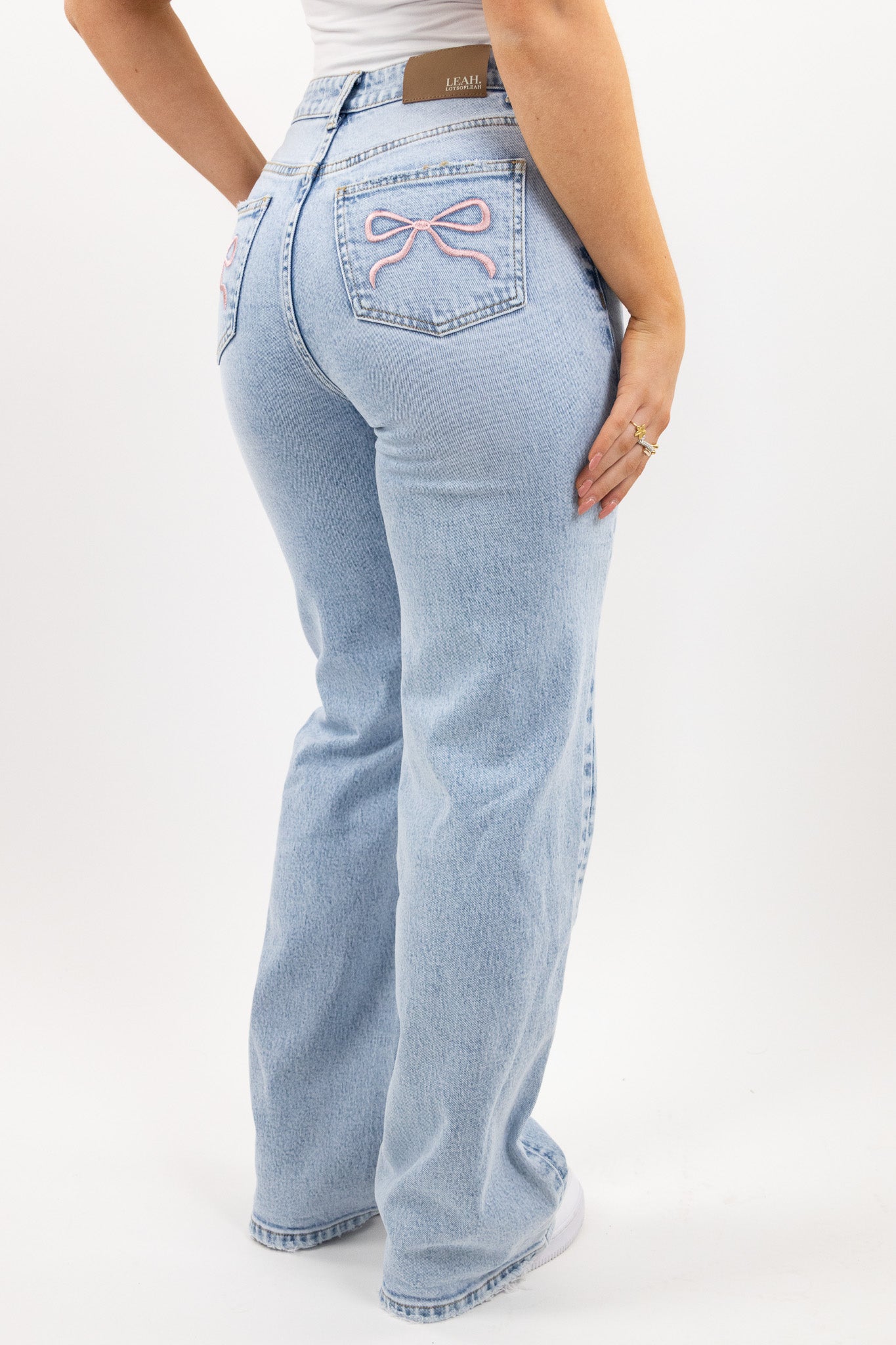 Pink bow jeans