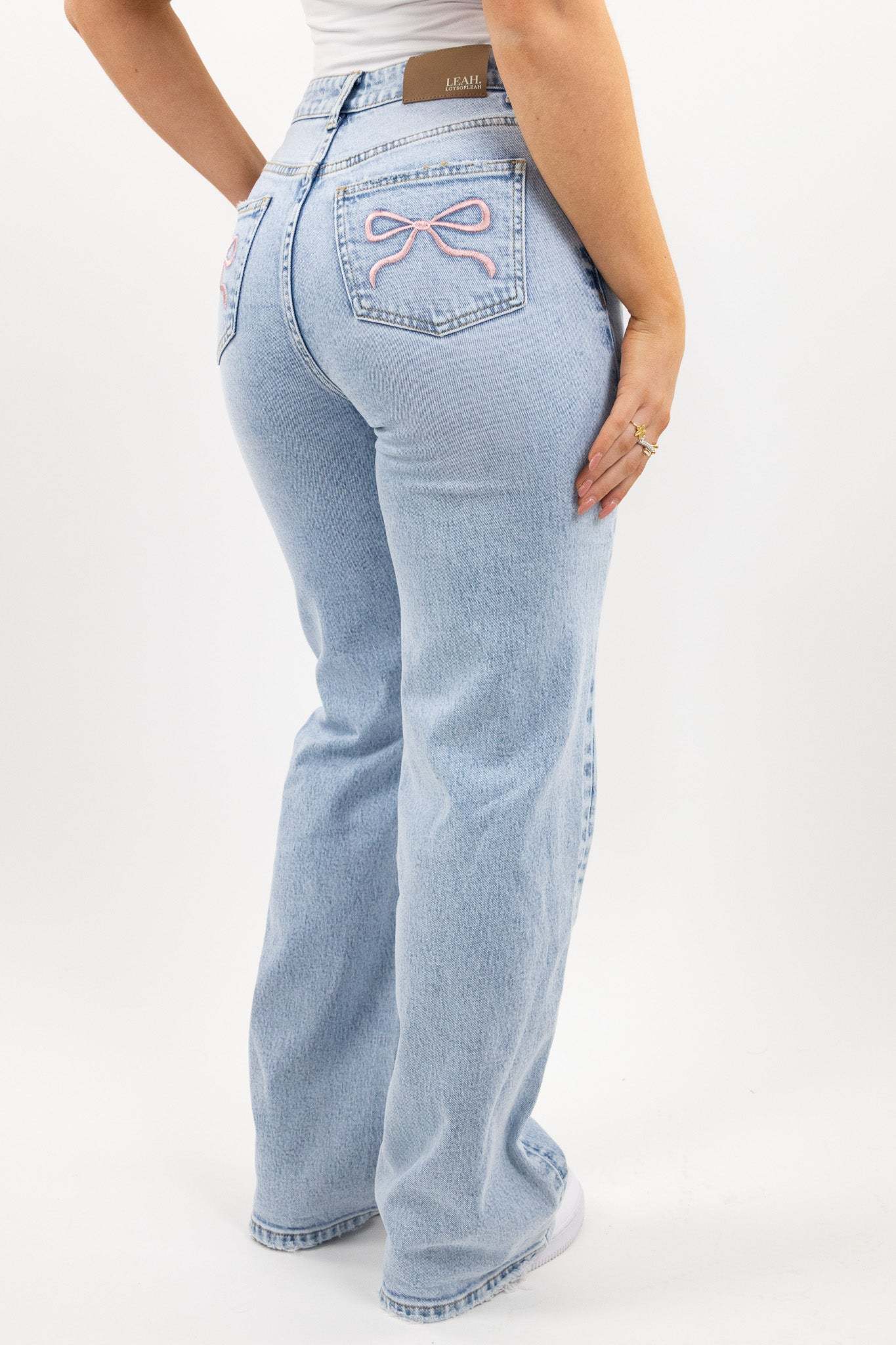 Pink bow jeans