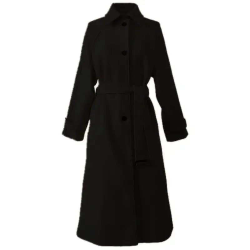Women Long Wool Coat Autumn Fall Winter Blends Jacket Vintage Long Sle