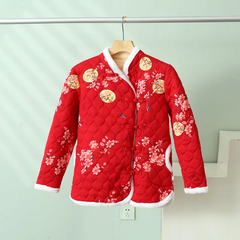 Chinese Style Women Vintage Northeast Flower Cotton-padded Jacket 