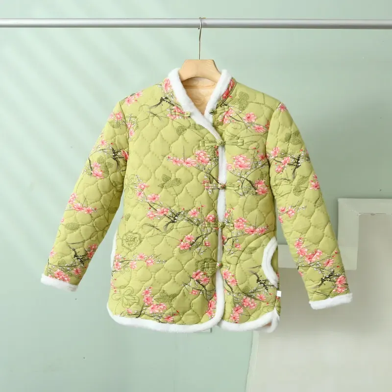 Chinese Style Women Vintage Northeast Flower Cotton-padded Jacket 