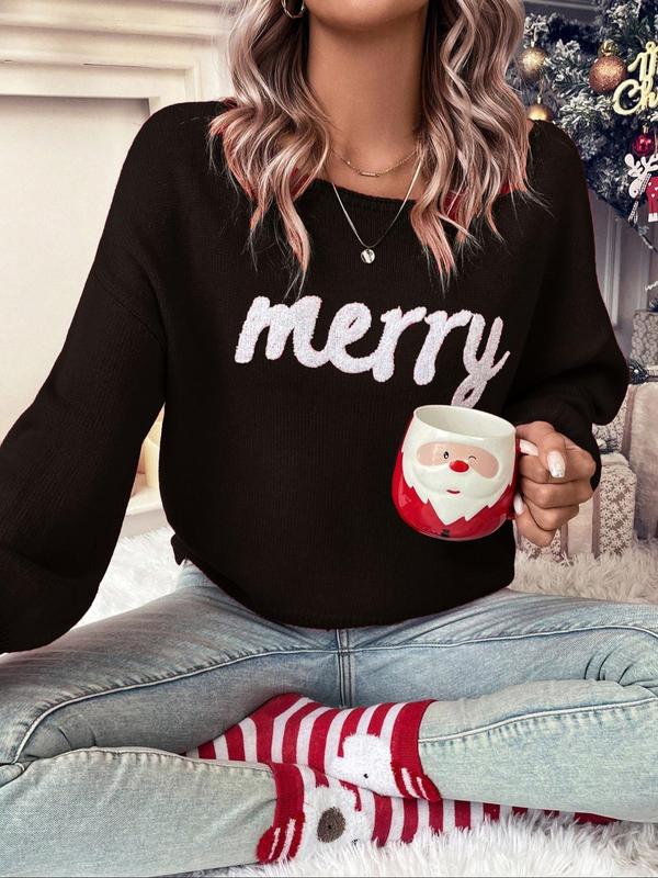 Women's Red Long Sleeve Pullover Sweater, Christmas Fall/winter Knitwear, Round Neck Casual Cute Pullover Sweater for Women, Suitable for Daily Outings, Parties, Ladies Christmas Autumn-winter Clothes, Fitted