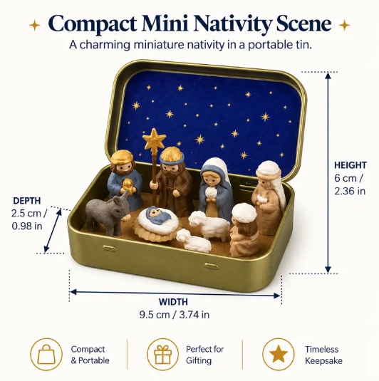 Home Supplies Pocket Mini Nativity Set, Plastic, Portable