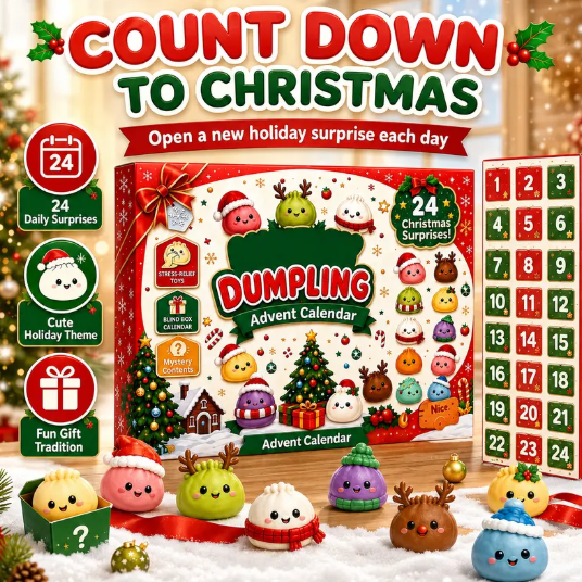 2026 Dumpling Squishy Advent Calendar - Indoor Recreation Stress Relief Toy, 24 Surprise Kawaii Mini Food Squishy Figures, Cute Christmas Countdown Holiday Gift