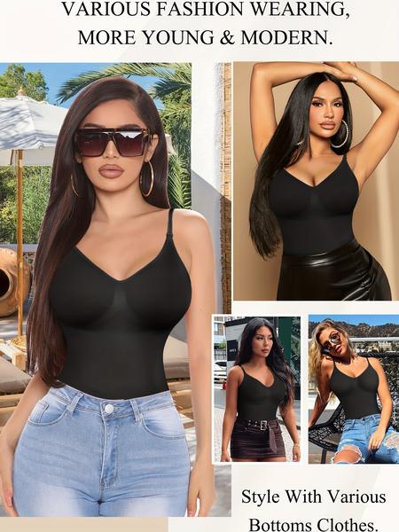 Women's Solid Backless Adjustable Strap Shapewear Bodysuit, High Stretch Seamless Shapewear, Lady Underwear Halloween dailydrip comfyessentials tiktokshopbacktoschool Women's Solid Backless Adjustable Strap Shapewear Bodysuit, High Stretch Seamless Shapewear, Lady Underwear Halloween dailydrip comfyessentials tiktokshopbacktoschool