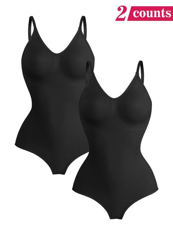 Women's Solid Backless Adjustable Strap Shapewear Bodysuit, High Stretch Seamless Shapewear, Lady Underwear Halloween dailydrip comfyessentials 