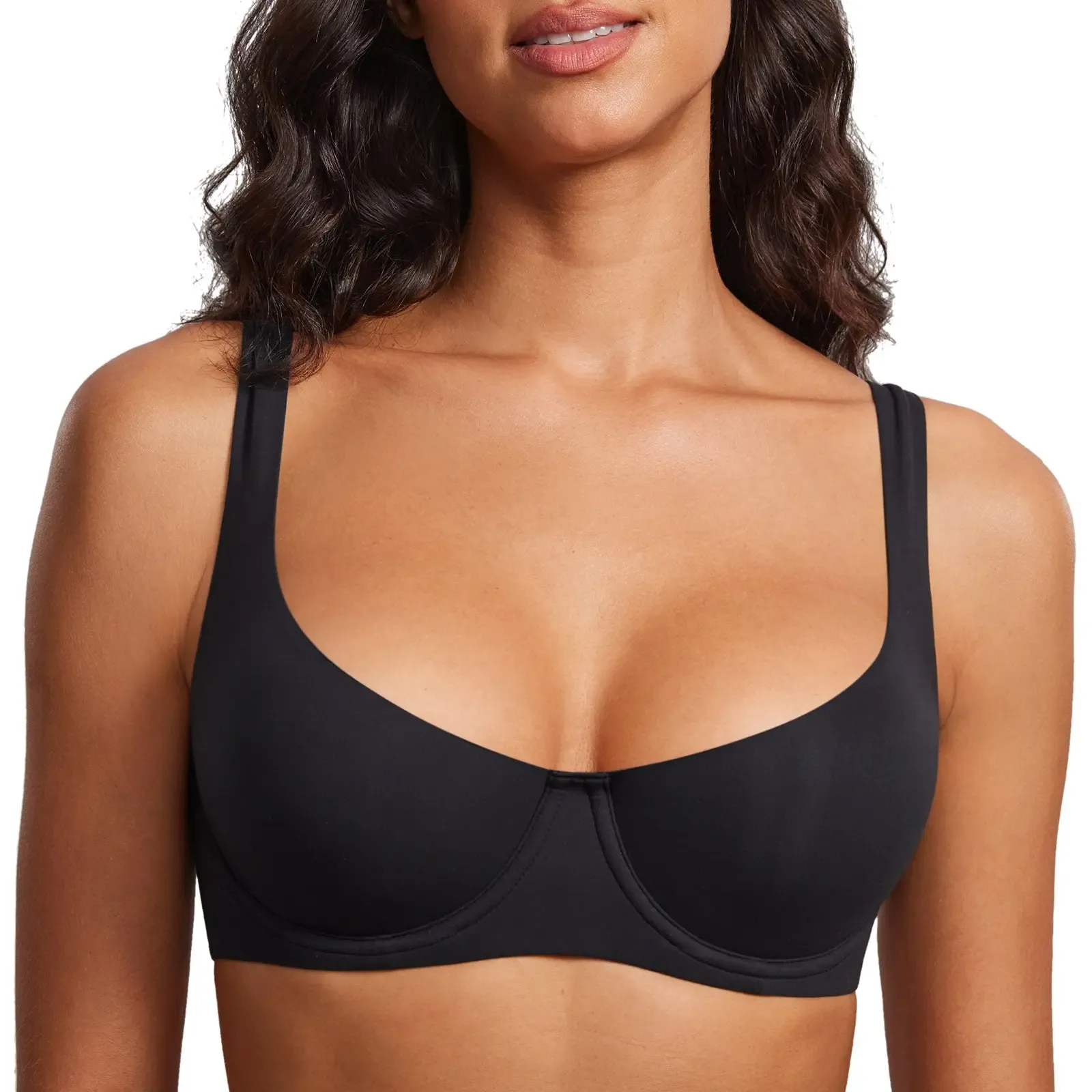 Unlined Balconette Bra Underwired Double Layer Cup Adjustable Straps S