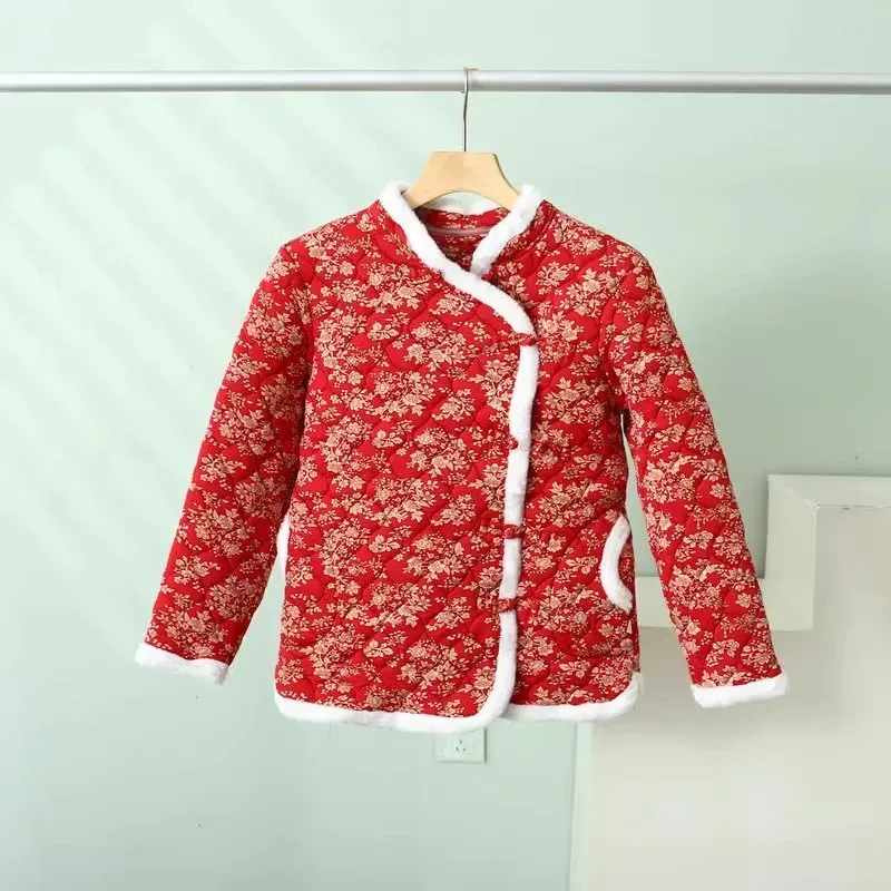 Chinese Style Women Vintage Northeast Flower Cotton-padded Jacket 