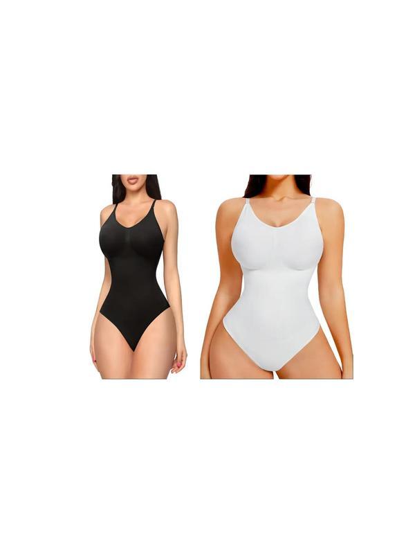 Women's Solid Backless Adjustable Strap Shapewear Bodysuit, High Stretch Seamless Shapewear, Lady Underwear Halloween dailydrip comfyessentials 