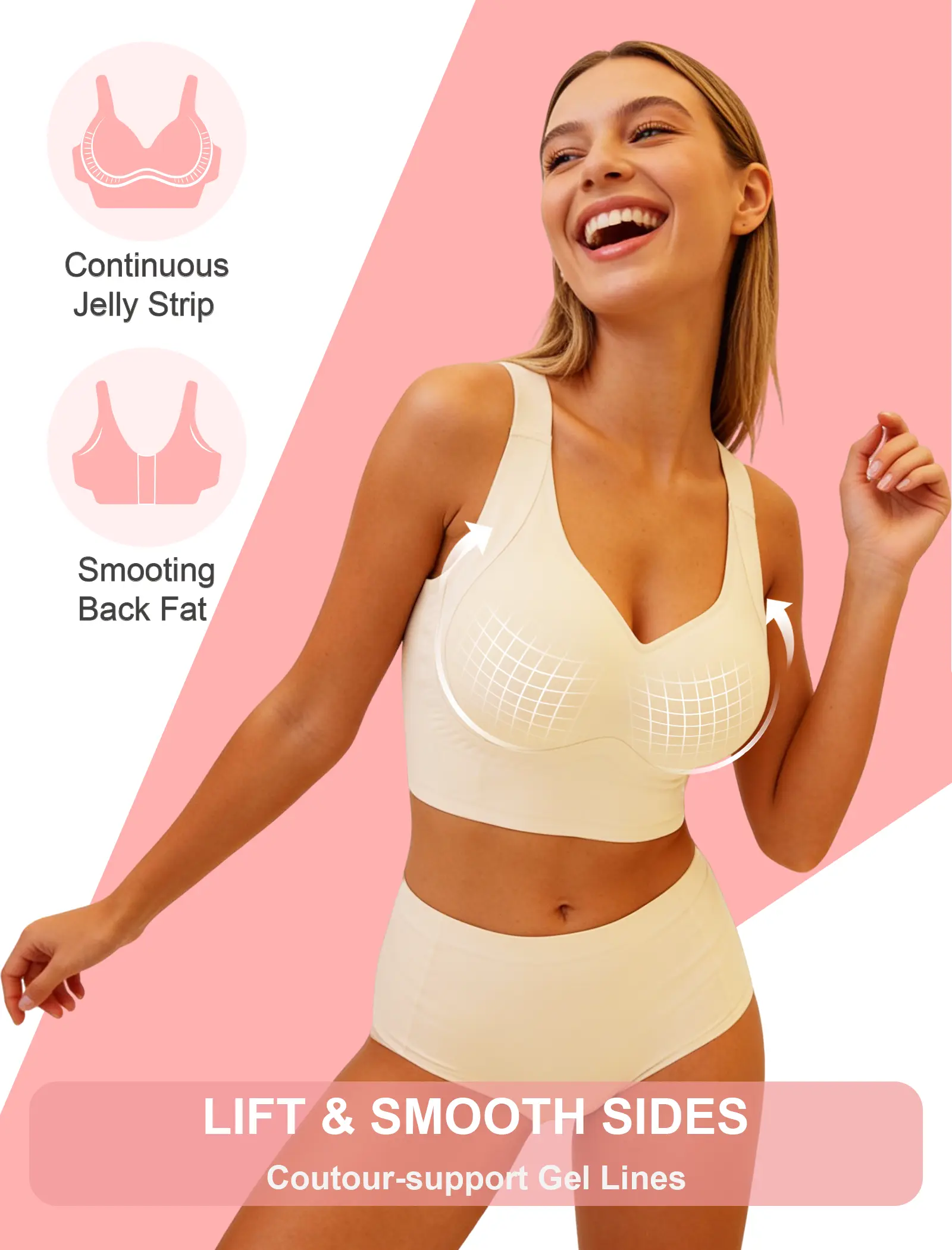 Soft Intention Plus Size  7 Row Hooks,  Seamless,Everyday,Push Up