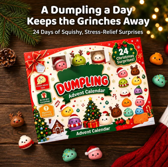 2026 Dumpling Squishy Advent Calendar - Indoor Recreation Stress Relief Toy, 24 Surprise Kawaii Mini Food Squishy Figures, Cute Christmas Countdown Holiday Gift