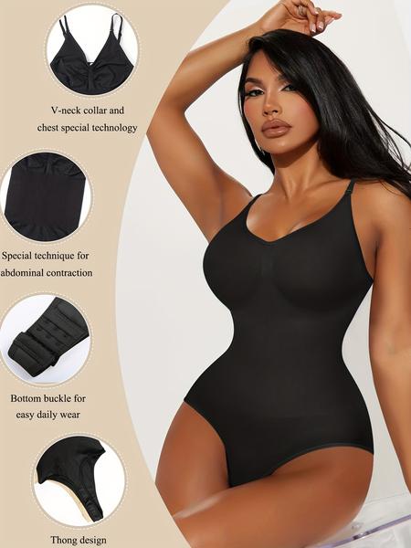 Women's Solid Backless Adjustable Strap Shapewear Bodysuit, High Stretch Seamless Shapewear, Lady Underwear Halloween dailydrip comfyessentials tiktokshopbacktoschool Women's Solid Backless Adjustable Strap Shapewear Bodysuit, High Stretch Seamless Shapewear, Lady Underwear Halloween dailydrip comfyessentials tiktokshopbacktoschool