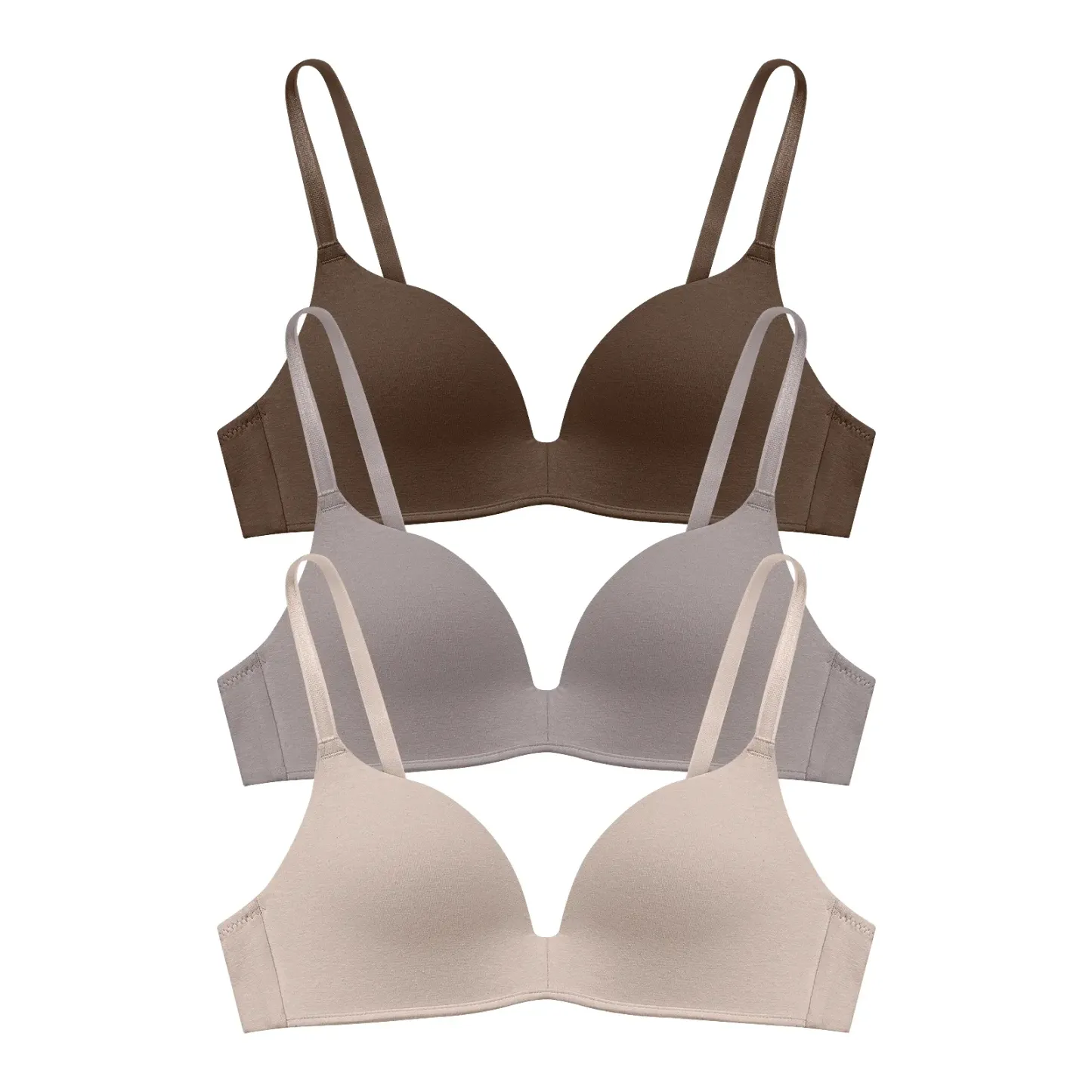 Lightly Lined Wireless Bras for Women - 3 Pack