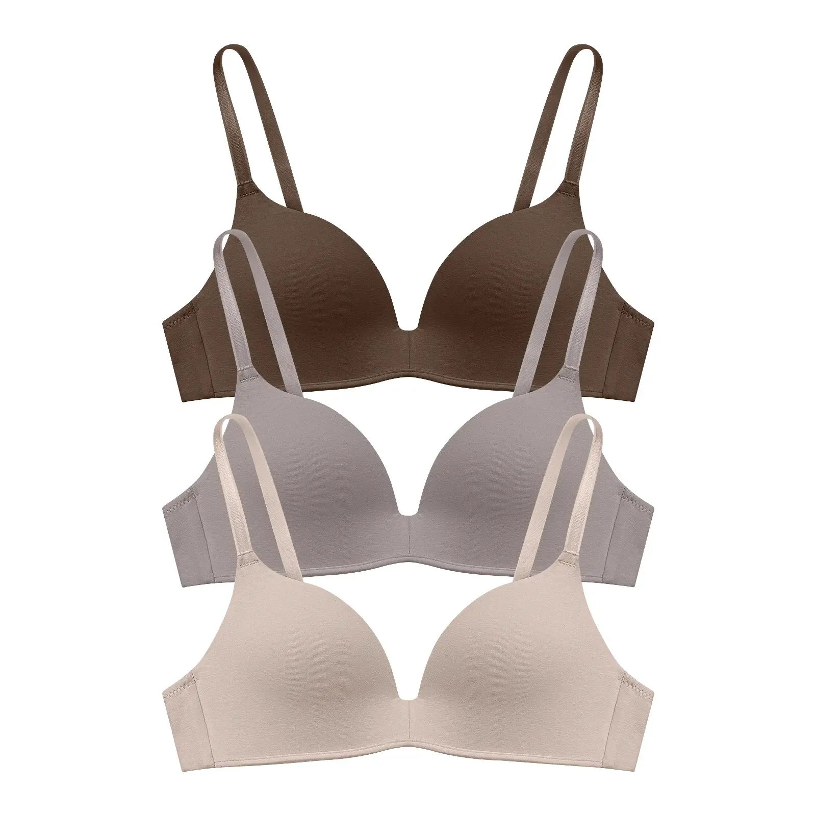 Lightly Lined Wireless Bras for Women - 3 Pack