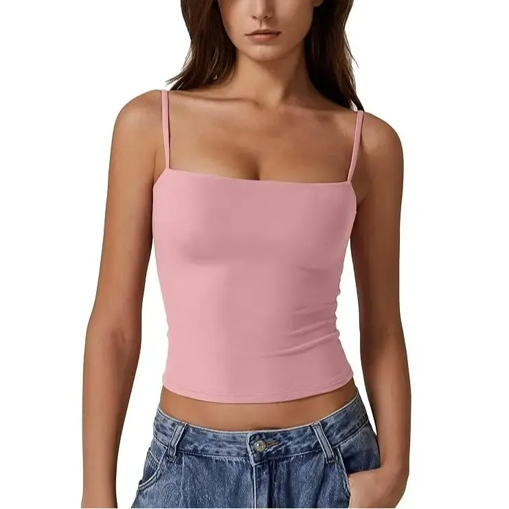QINSEN Women's Double Lined Tank Top - Adjustable Spaghetti Straps