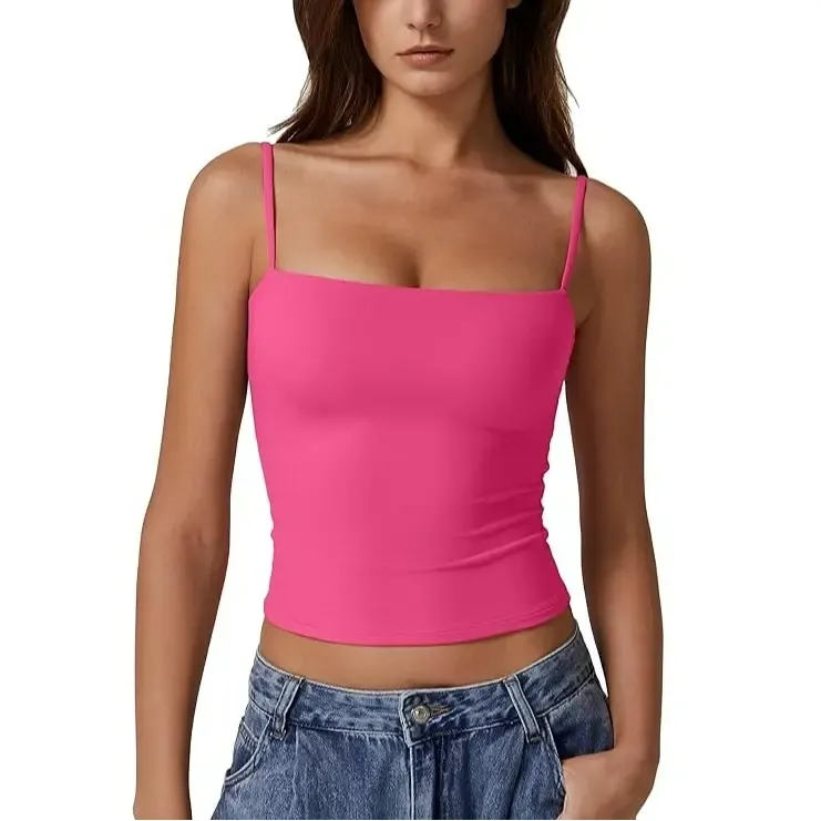 QINSEN Women's Double Lined Tank Top - Adjustable Spaghetti Straps