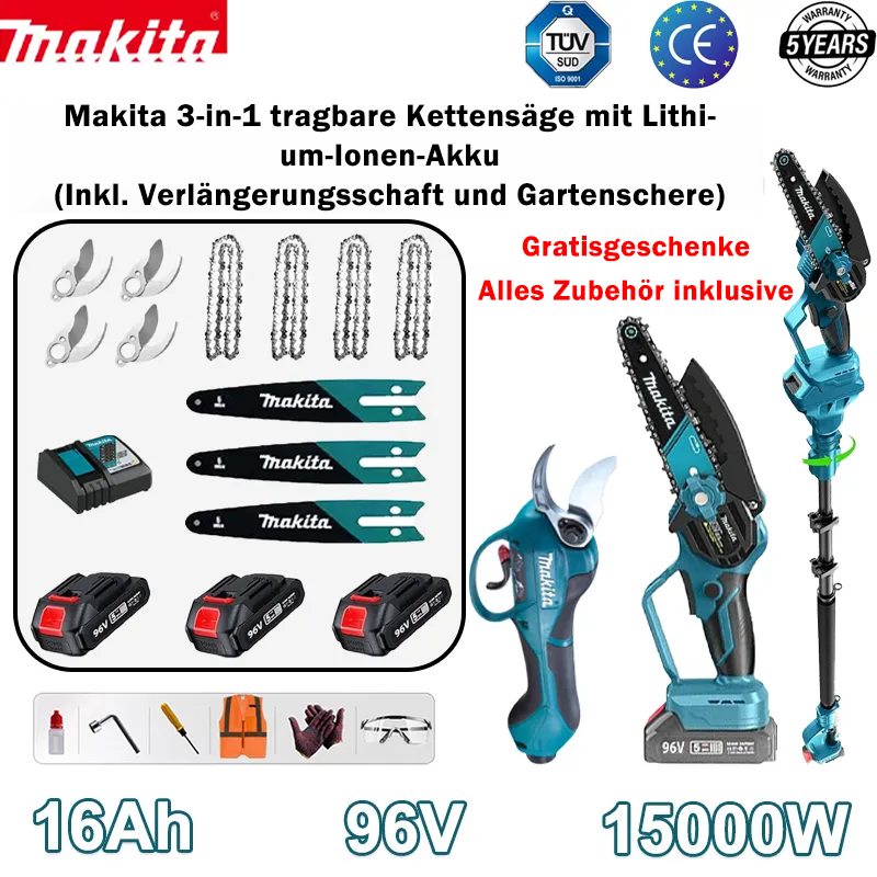 🔥Makita 3-in-1 Lithium-Ionen 15000W Teleskopsäge mit Verlängerungsstange und Gartenschere