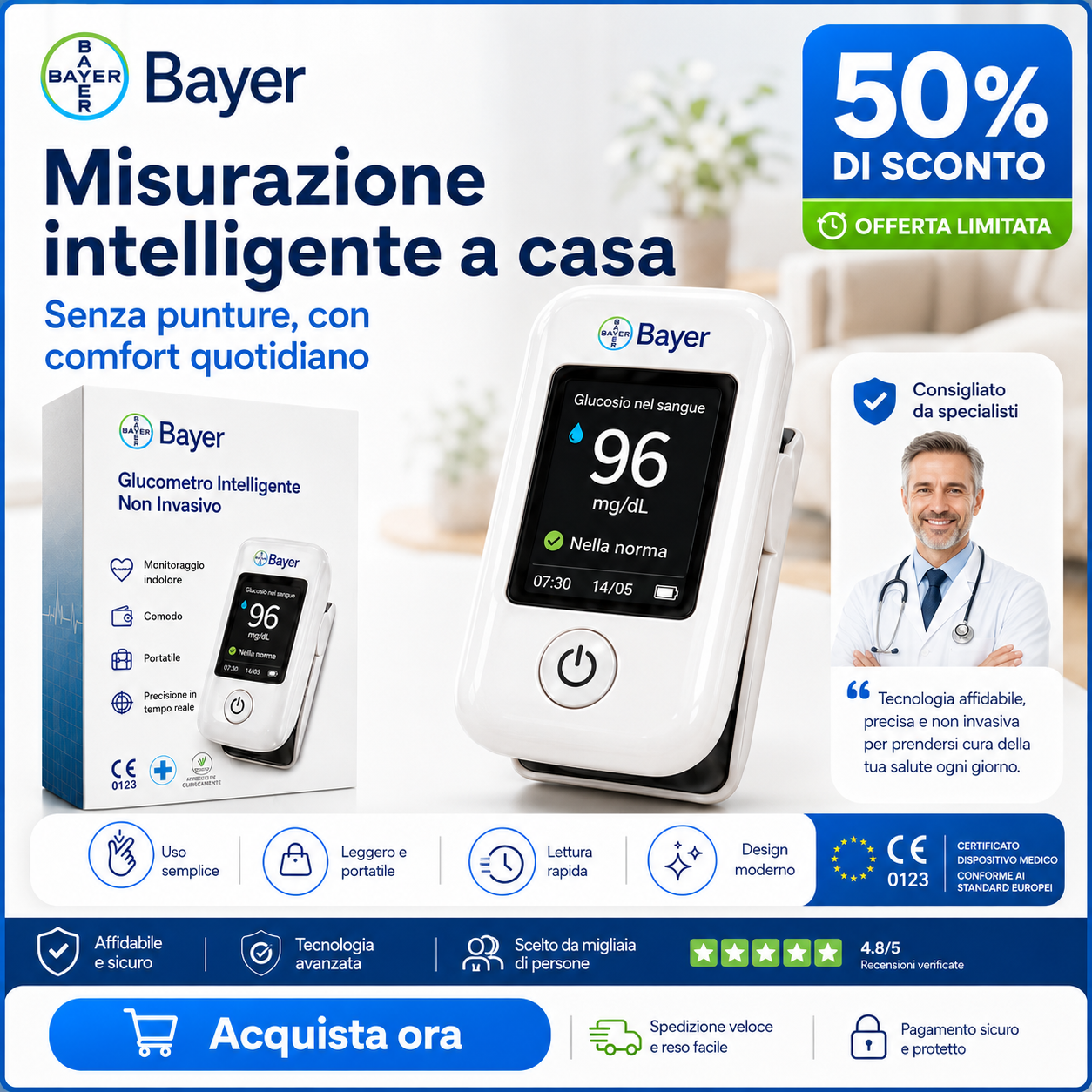 🔥【11-in-1】Misuratore di glicemia multifunzionale non invasivo Bayer
