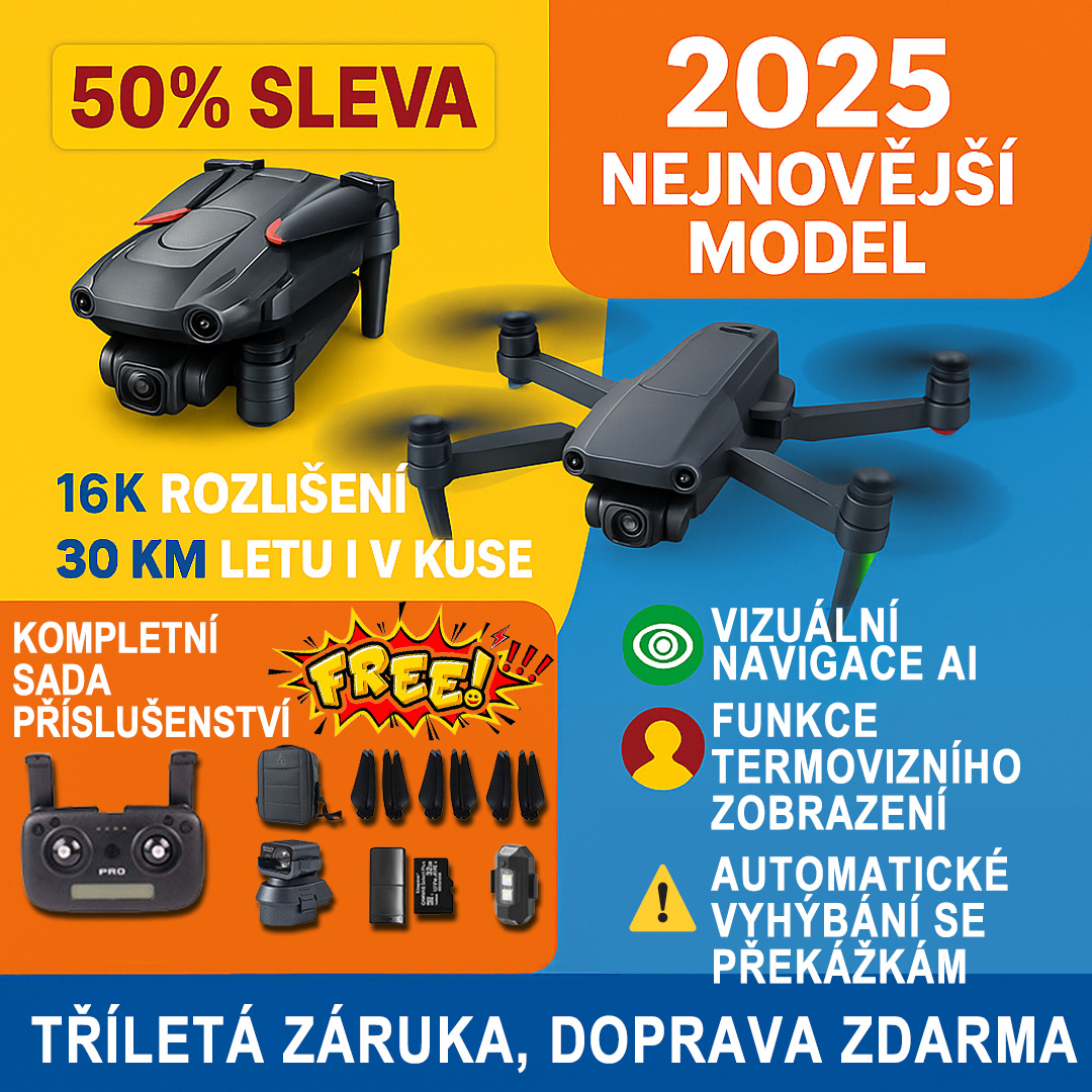 😉 Nepřekonatelný dron s 16K HD a 30km doletem, ušetříte 50 %! 😍