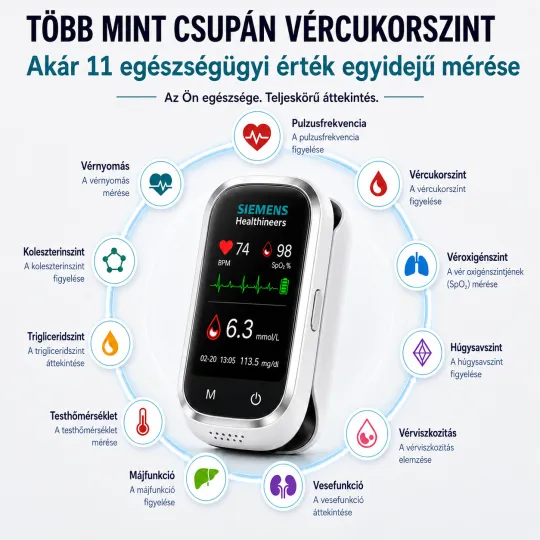🩸 Siemens™ 11 az 1-ben szúrásmentes vércukormérő Szúrás nélkül • Tesztcsíkok nélkül • Eredmény mindössze 5 másodperc alatt