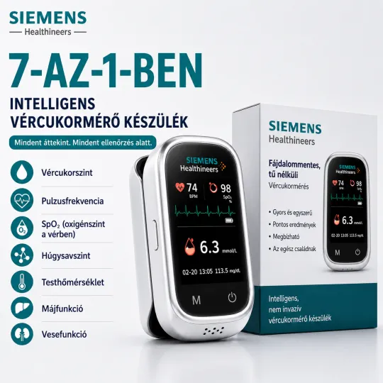 🩸 Siemens™ 11 az 1-ben szúrásmentes vércukormérő Szúrás nélkül • Tesztcsíkok nélkül • Eredmény mindössze 5 másodperc alatt