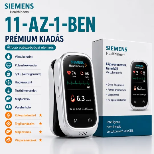 🩸 Siemens™ 11 az 1-ben szúrásmentes vércukormérő Szúrás nélkül • Tesztcsíkok nélkül • Eredmény mindössze 5 másodperc alatt