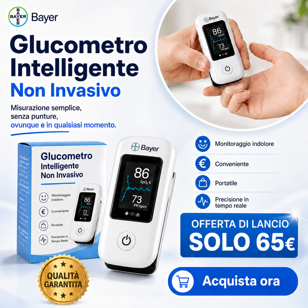 🌽【11-in-1】Misuratore di glicemia multifunzionale non invasivo Bayer