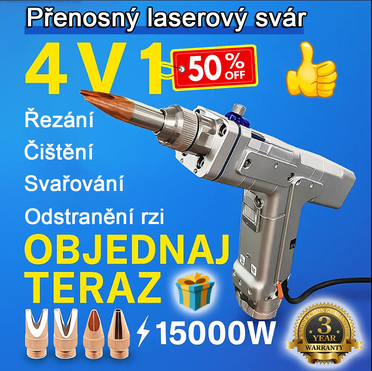 😀🌻[Letná akciová kampaň!] Multifunkční laserová pistole 15000W