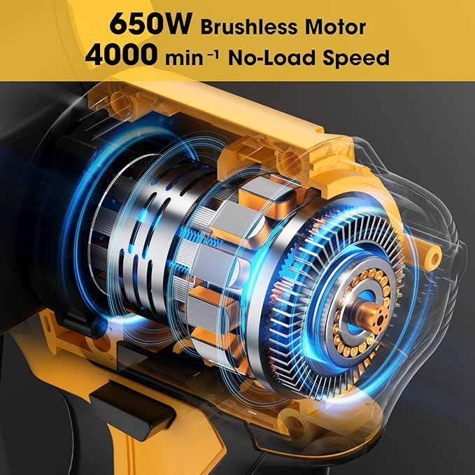 Mini Chainsaw for 20V MAX Battery, 8-Inch Brushless Cordless Pruning Chainsaw, 24.6FT/S Fast Powerful Cutting, 4000RPM Electric for Wood Cutting(Battery Not Included) (Yellow)