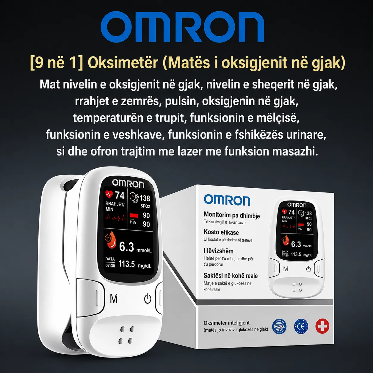 Omron™ prezanton një glukometër të ri inteligjent, jo-invaziv 🔥Prodhuar në SHBA🔥