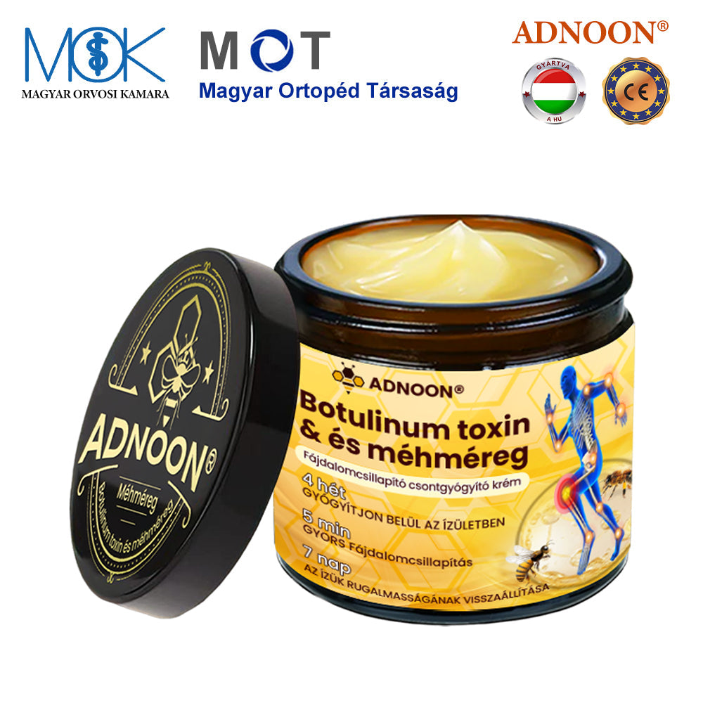 ADNOON® Botulinum Toxin & Méhméreg Fájdalomcsillapító Csontgyógyító Krém👨‍⚕️A Magyar Ortopéd Társaság (MOT) Által Jóváhagyva