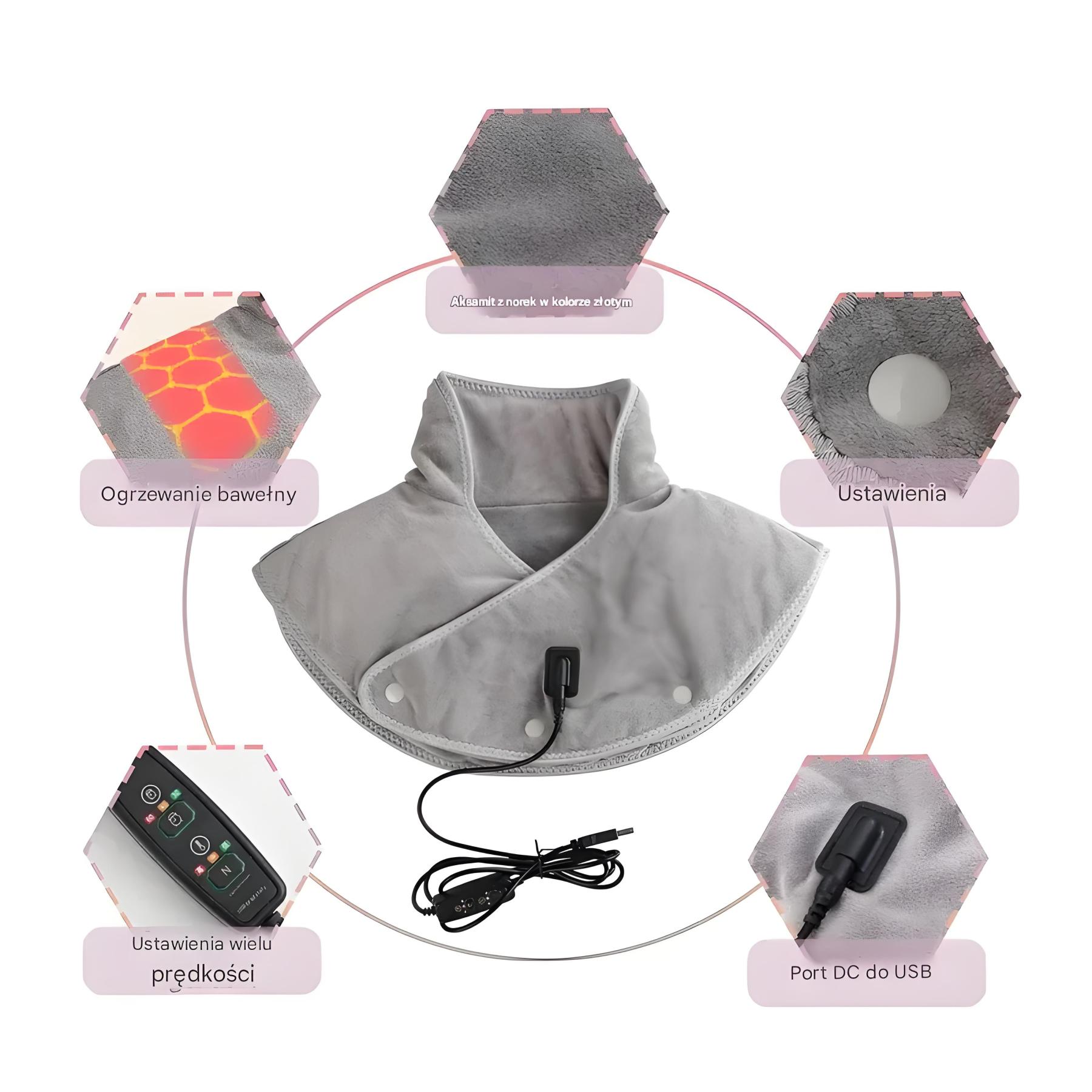 Podgrzewana poduszka masująca na ramiona i szyję 2025 – skutecznie łagodzi ból karku i ramion 🔥 Drugi egzemplarz za połowę ceny!