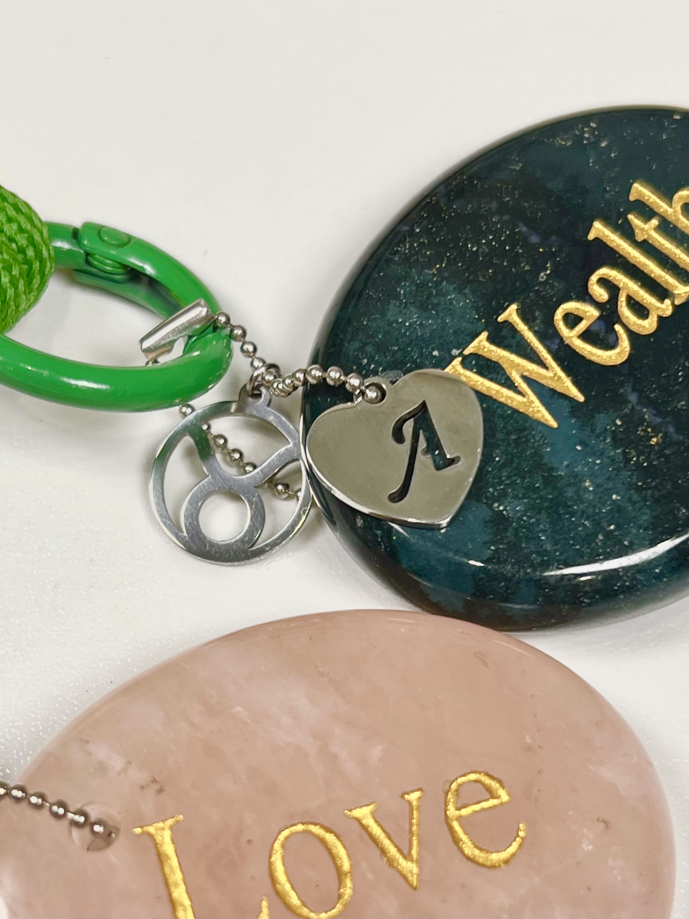 Personalized Palm Stone Energy Pendant, Initial&Zodiac