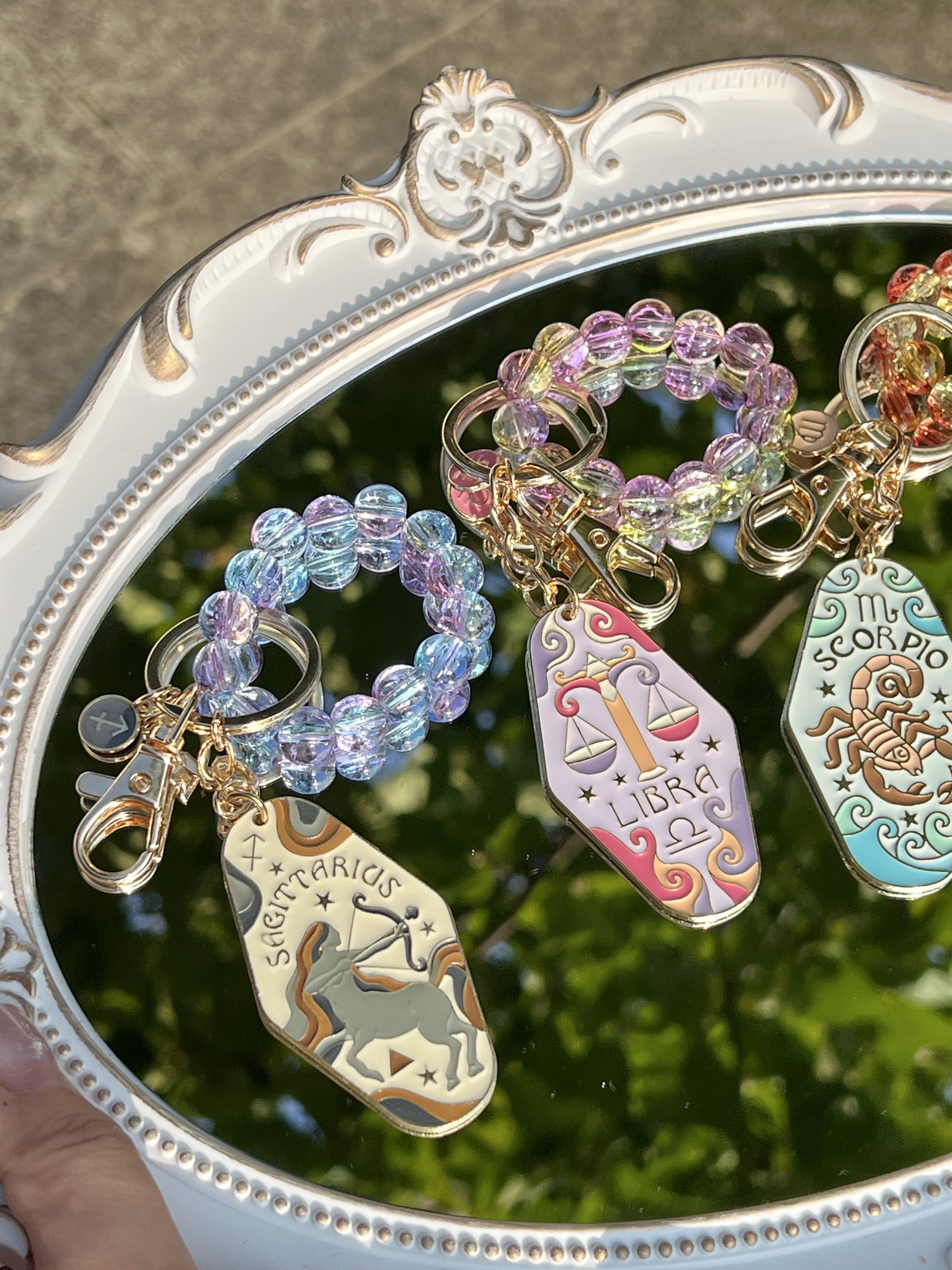 Birthstone Zodiac Keychain Bag Charm 