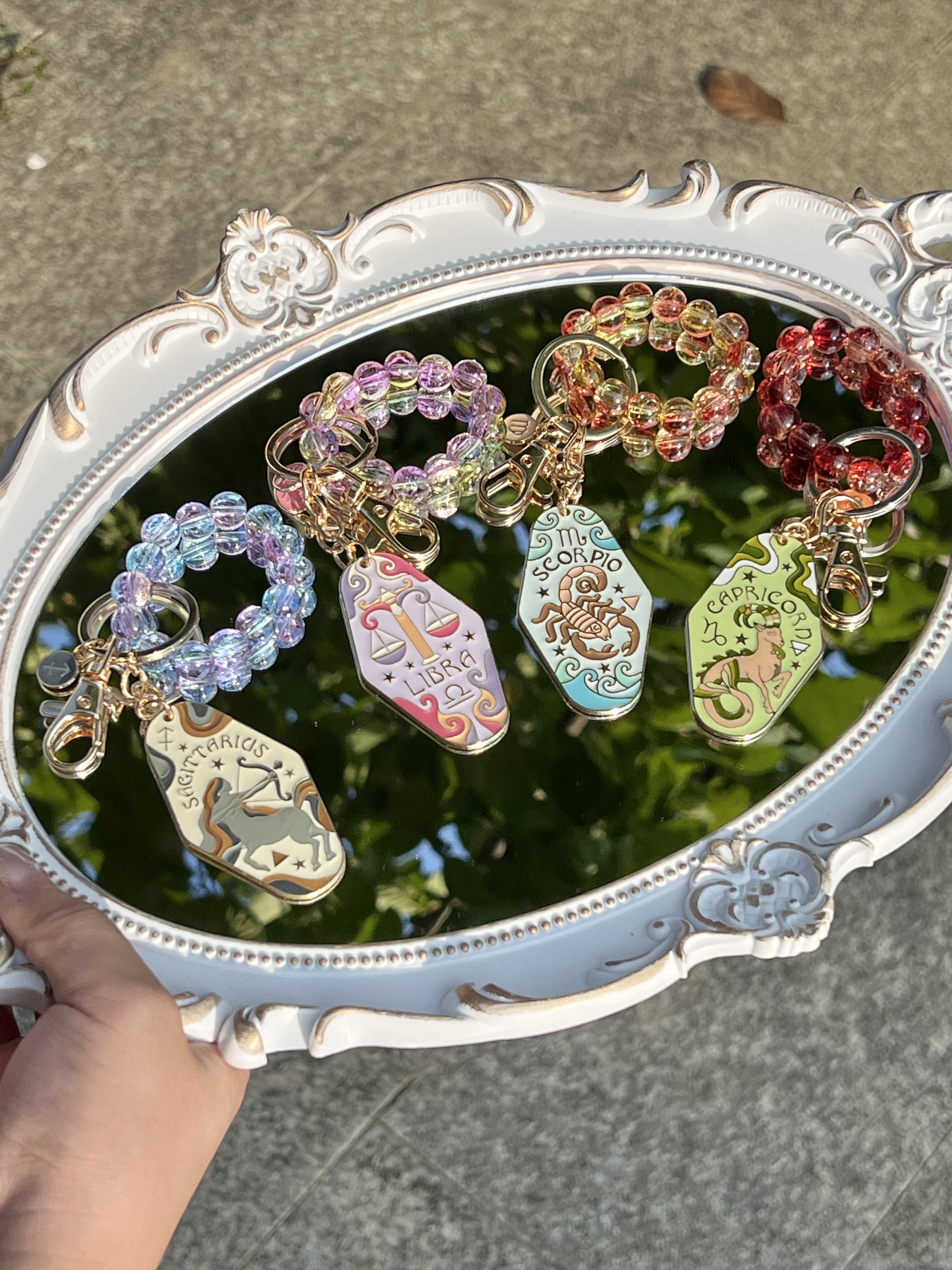 Birthstone Zodiac Keychain Bag Charm 