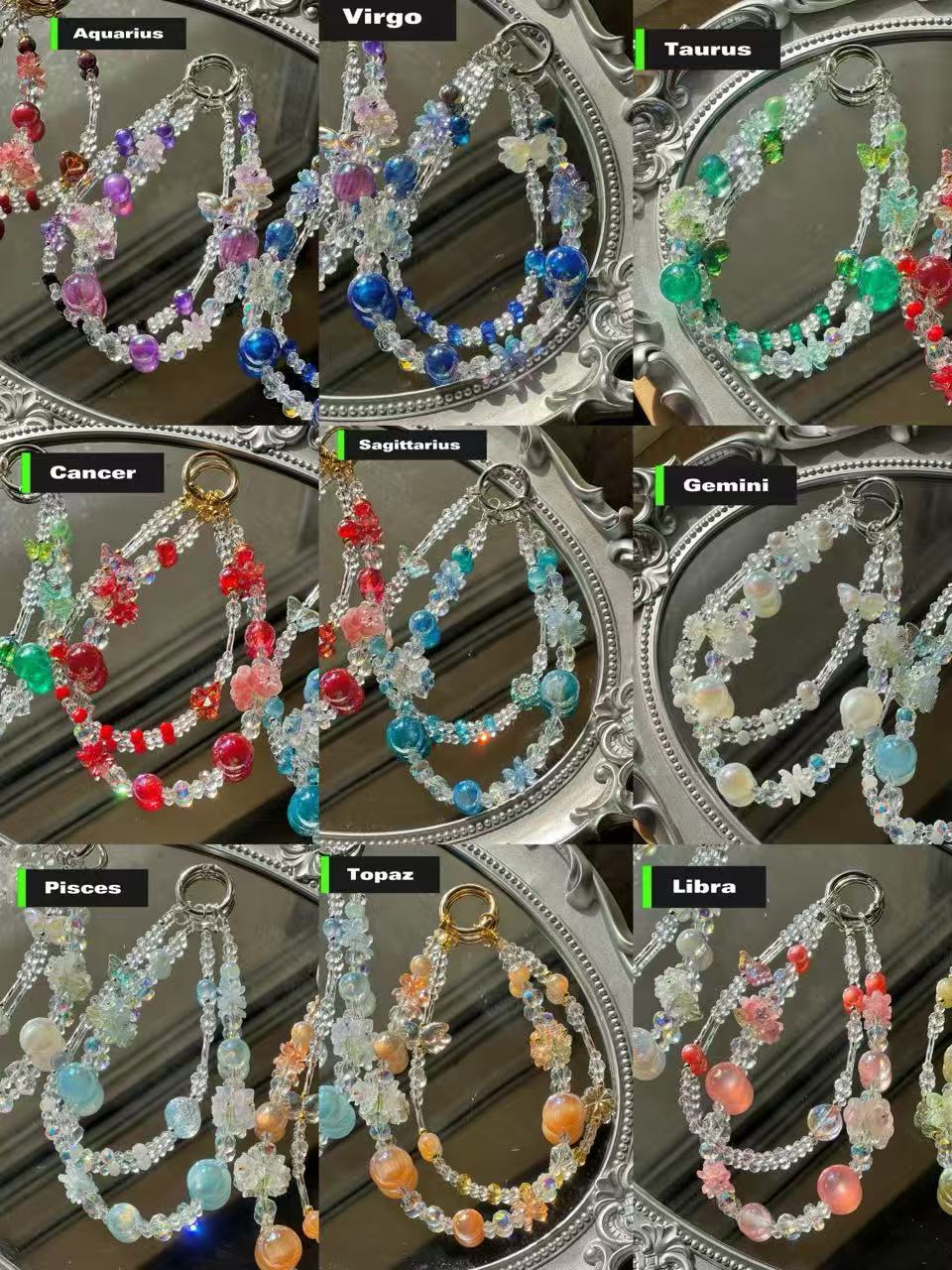 The Starway Zodiac Birthstone Bead Charms phone strap bag charm 