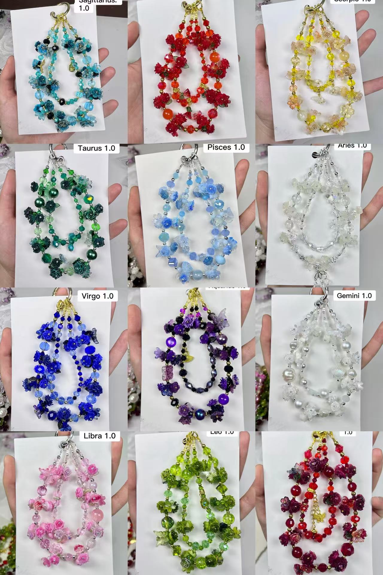 Twin-Loop Zodiac Birthstone Charms phone strap bag charm