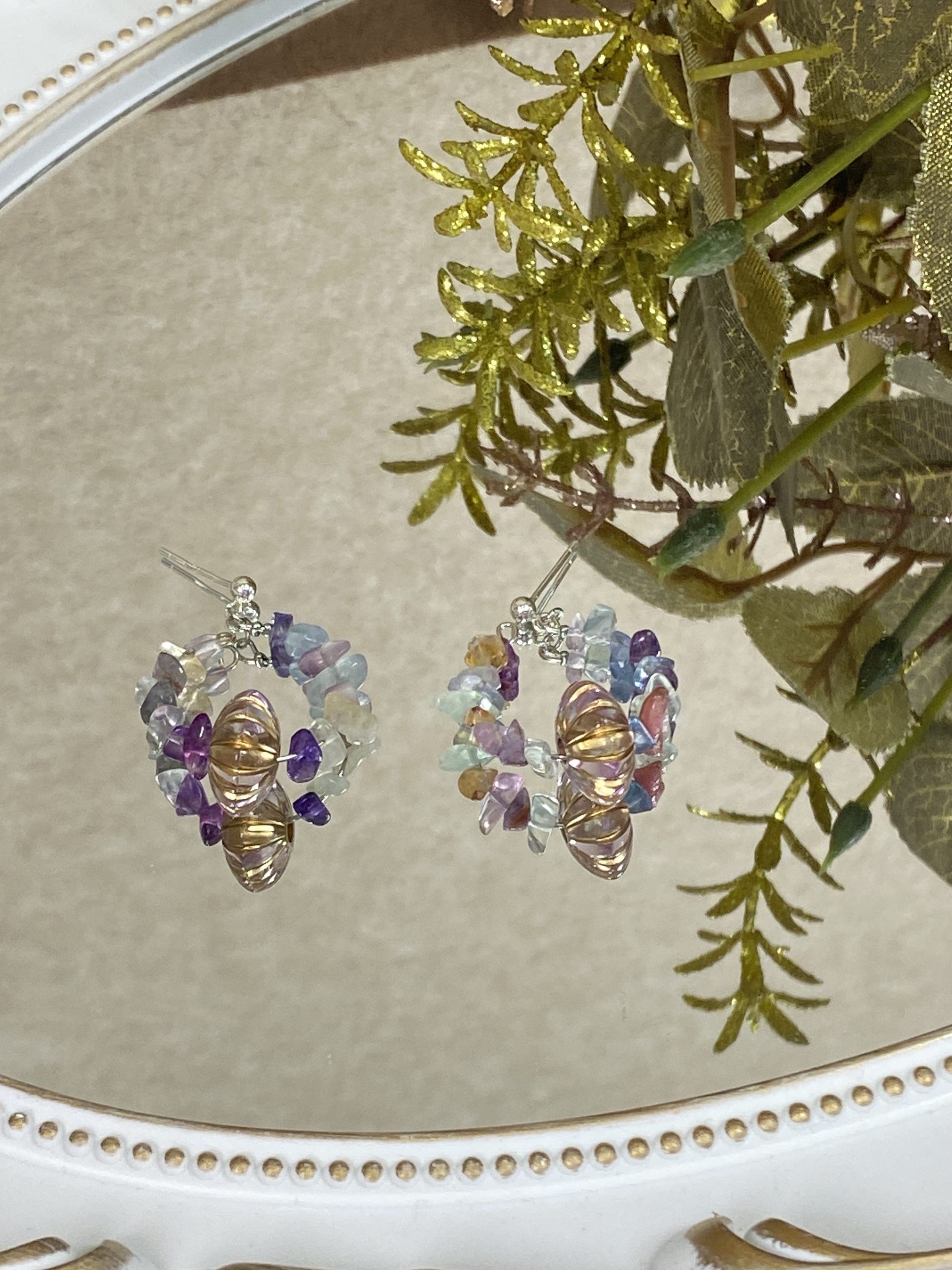 Forest murmur earrings with Sterling Silver Ear Posts