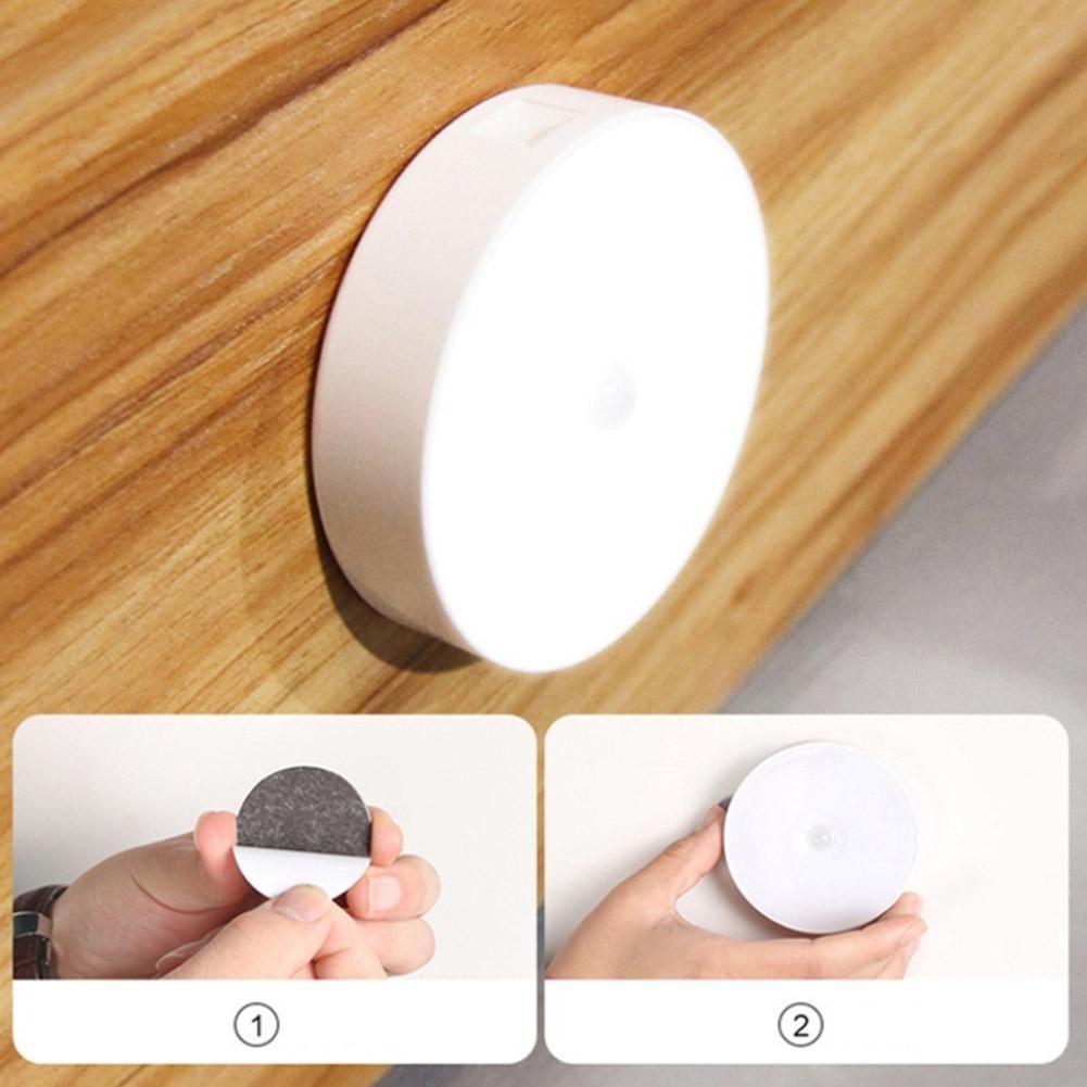 2pcs LED Motion Sensor Lights USB Rechargeable Wireless Cabinet Magnetic Night Lamps warm n white light