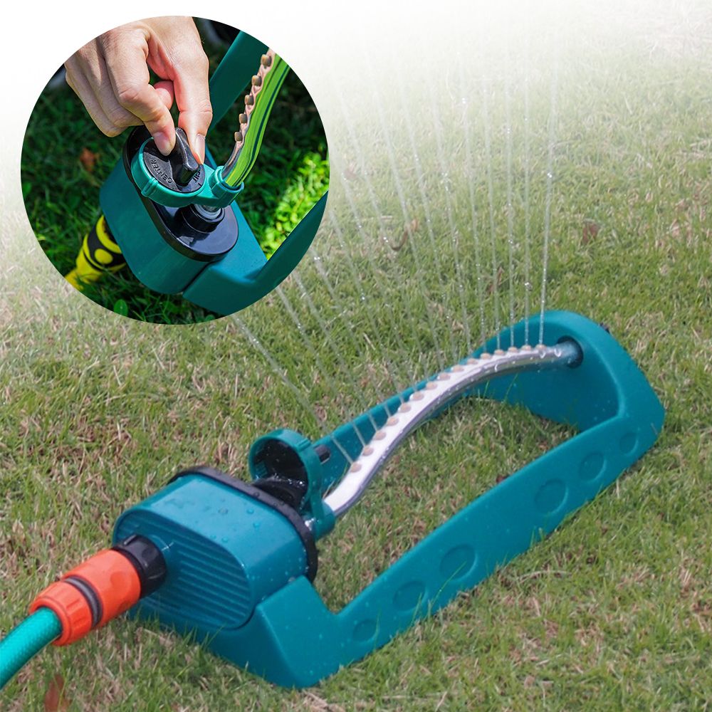 Water Sprinkler Adjustable Alloy 15 Holes Sprayer Oscillating Automatic Lawn Irrigation Garden Watering Tool