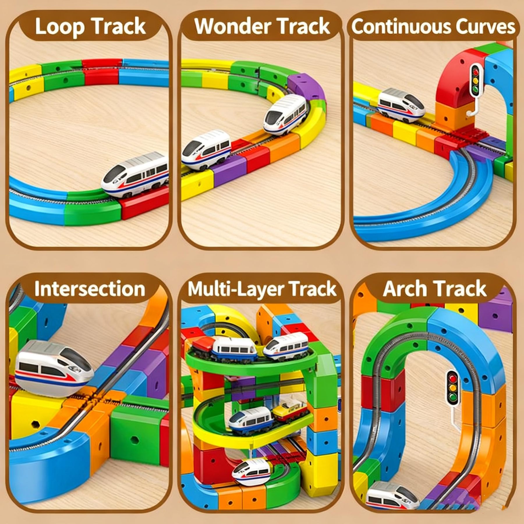Rail Train  Set 3D Embedded Race Track Gravity Defying Motorized Car Rail Cube DIY  Montessori Sensory  Building Toy 123 Pcs STEM Christmas Birthday Gift