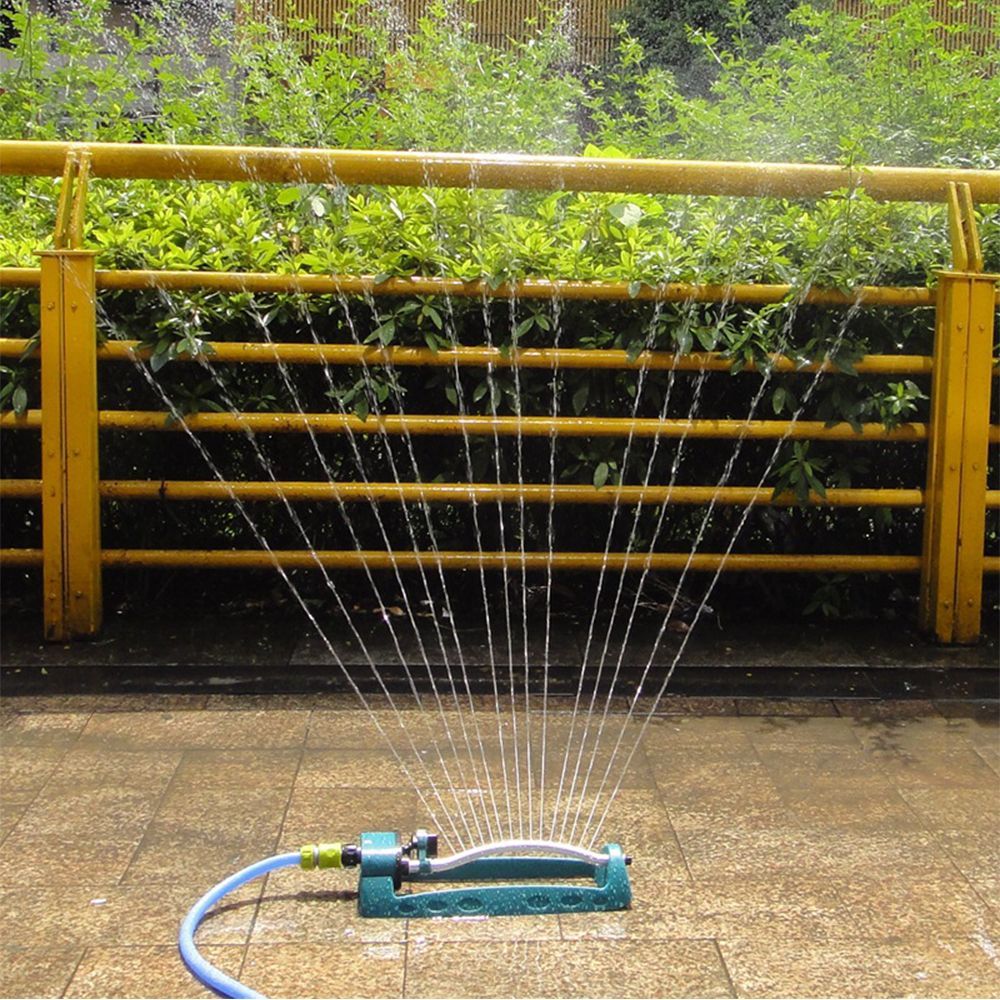 Water Sprinkler Adjustable Alloy 15 Holes Sprayer Oscillating Automatic Lawn Irrigation Garden Watering Tool