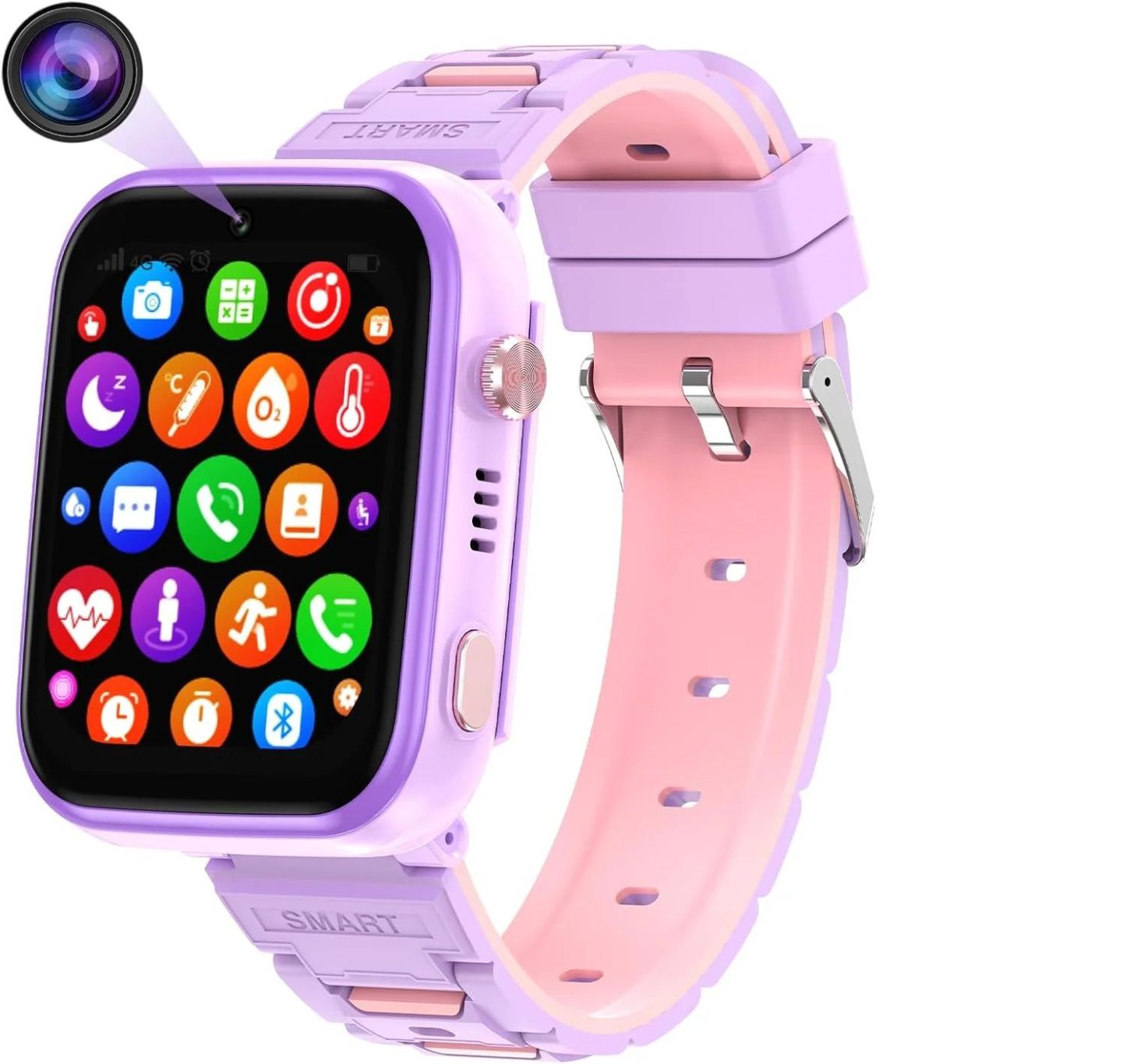 Smart Watch Kids 4G GPS Tracker 2 Way Calling Camera SOS WiFi Touch Screen Phone Boys Girls Gifts Safety Monitor Activity Device Purple