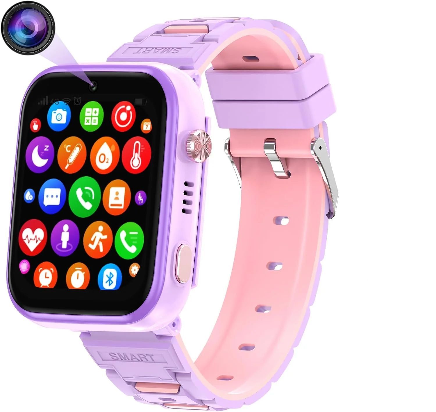 Smart Watch Kids 4G GPS Tracker 2 Way Calling Camera SOS WiFi Touch Screen Phone Boys Girls Gifts Safety Monitor Activity Device Purple