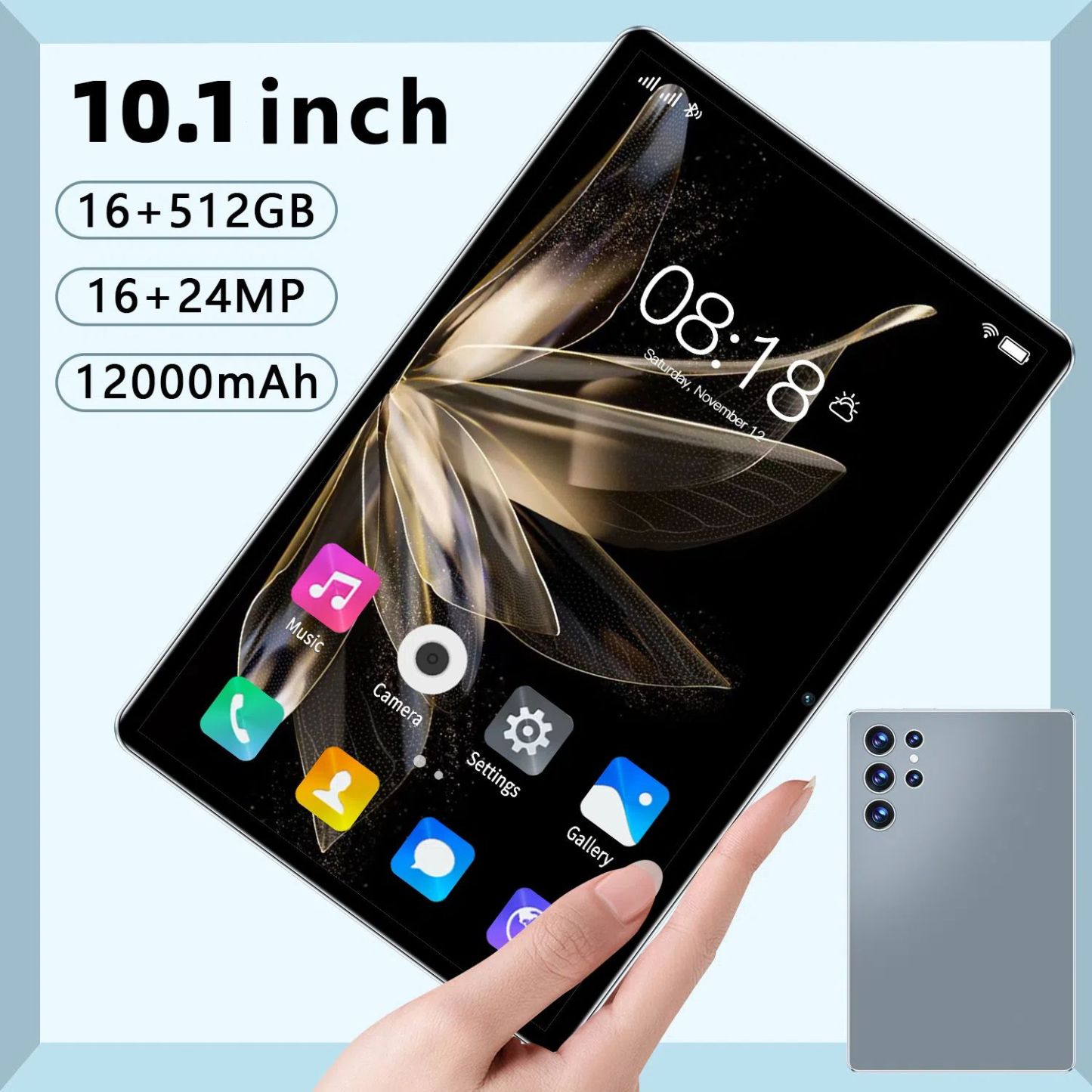 5G Android Tablet 10.1 Inch 16GB 512GB Storage WIFI Dual SIM Long Battery Device Grey Sleek Multimedia Christmas Gifts