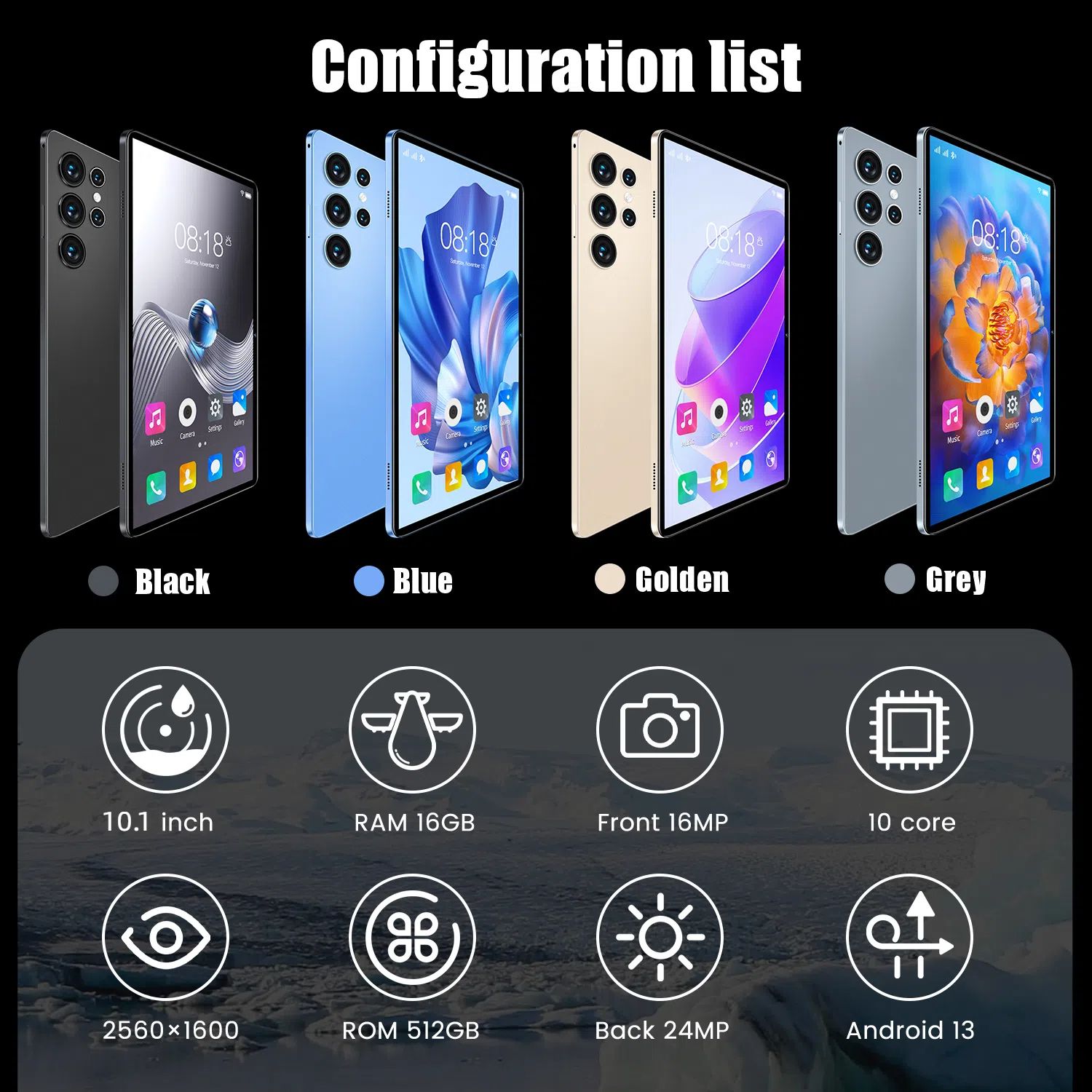 5G Android Tablet 10.1 Inch 16GB 512GB Storage WIFI Dual SIM Long Battery Device Grey Sleek Multimedia Christmas Gifts
