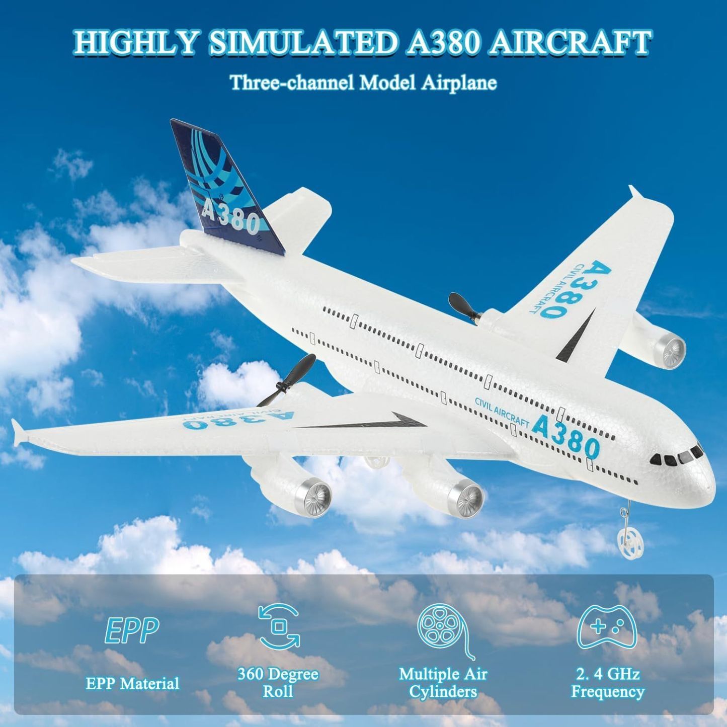 Remote Control Airplane RC 2.4Ghz 3 Channel 6-Axis Gyro EPP Foam Easy Fly Fighter Plane Beginner Kids Birthday Gift Durable