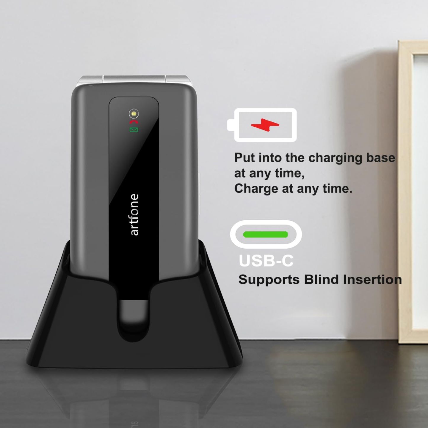Senior Mobile Phone 4G VoLTE Unlock Big Button Elderly One Click Flipphone Cellphone Large Fonts High Volume Speakers SOS USB C 1200mAh Battery Silver