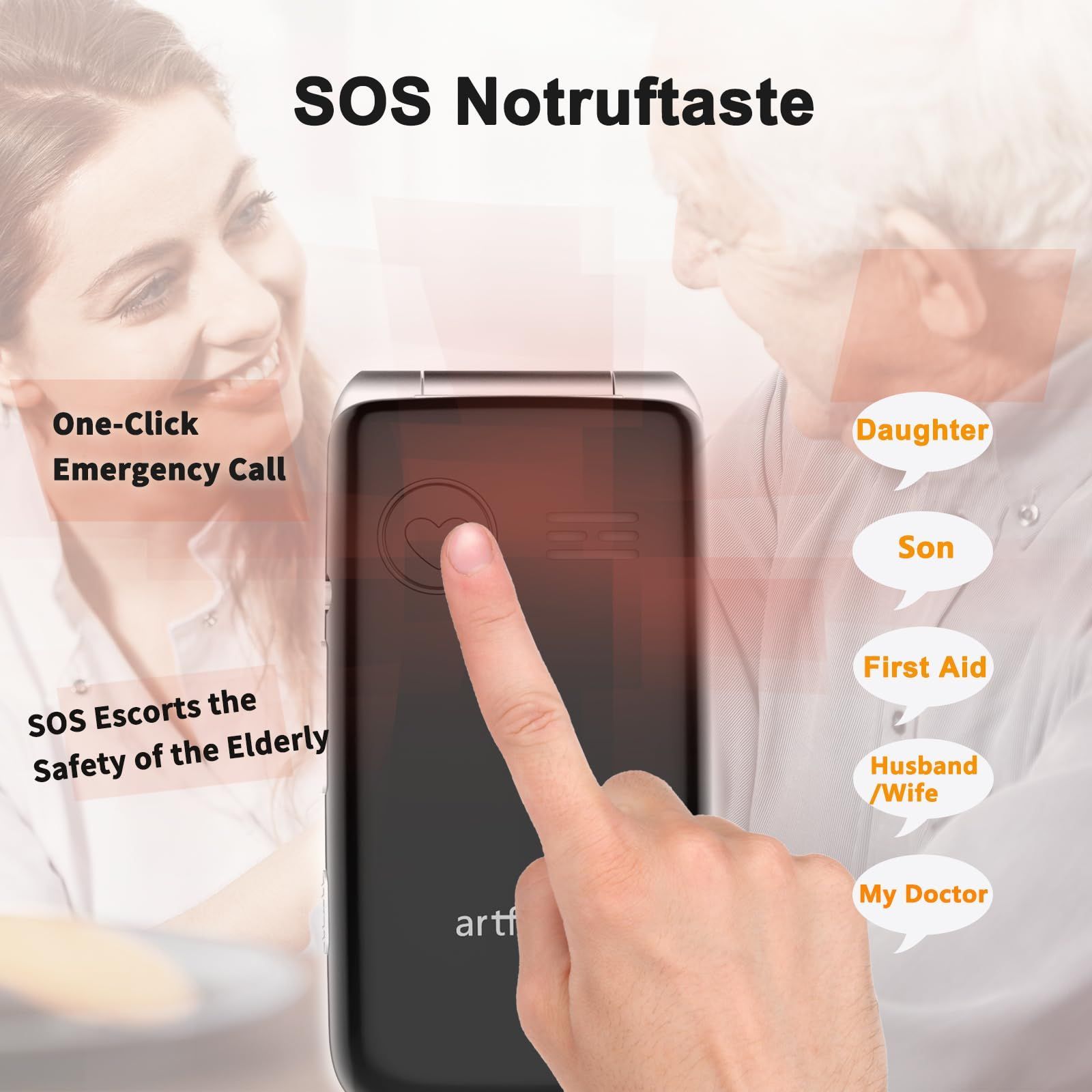 Senior Mobile Phone 4G VoLTE Unlock Big Button Elderly One Click Flipphone Cellphone Large Fonts High Volume Speakers SOS USB C 1200mAh Battery Silver