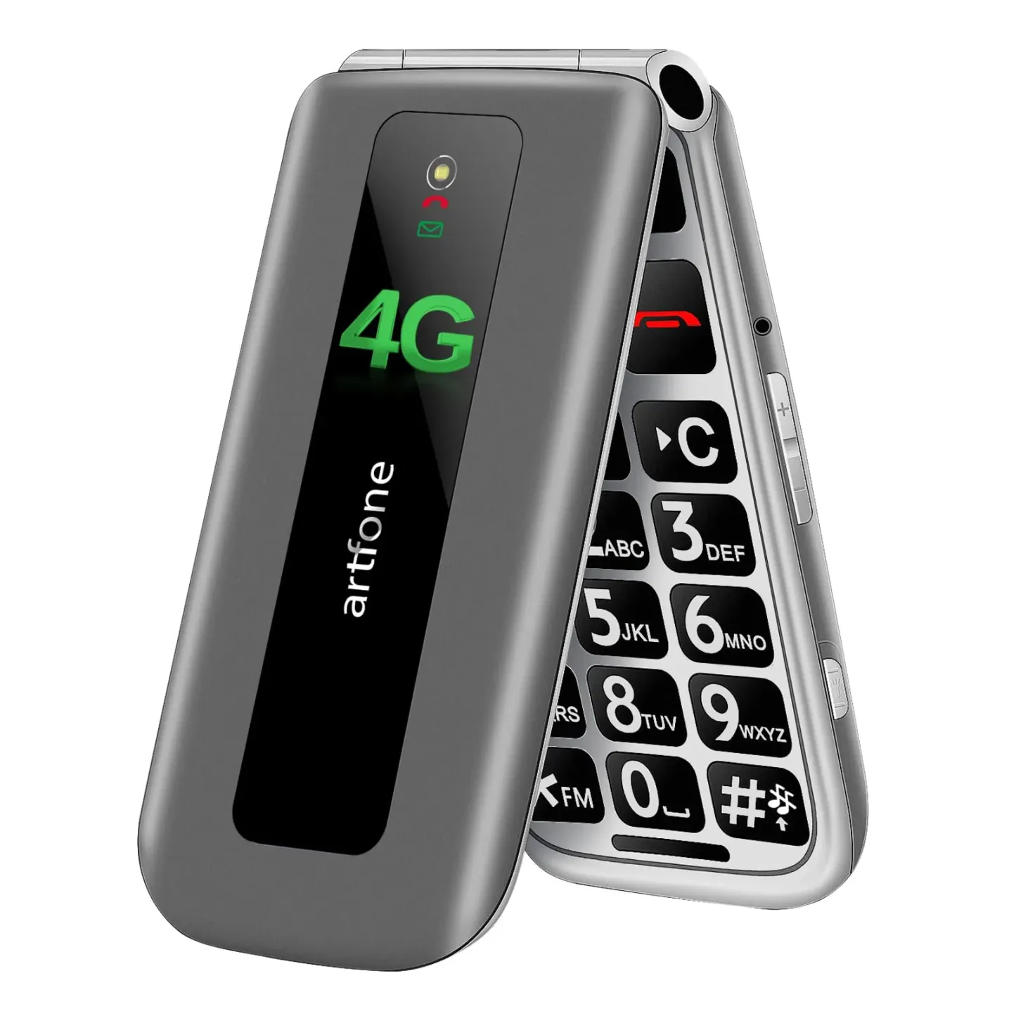 Senior Mobile Phone 4G VoLTE Unlock Big Button Elderly One Click Flipphone Cellphone Large Fonts High Volume Speakers SOS USB C 1200mAh Battery Silver